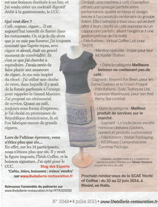 Article dans Hotellerie Restauration